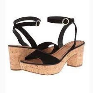 Diane Von Furstenberg Odelia Suede Black Cork Platform Sandals